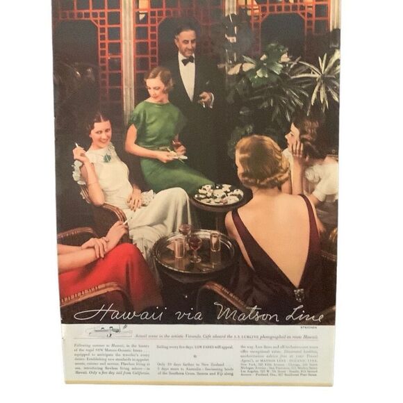 Vintage 1935 Matson Line Cruise Hawaii Via Ad Advertisement - Picture 1 of 4
